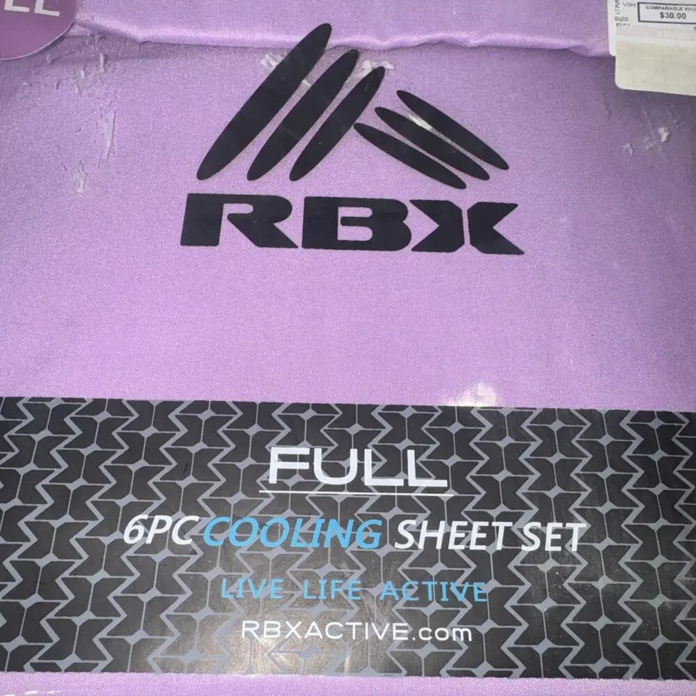 RBX Full Sheet Set Purple 6 Piece cooling Bedding Flat Fitted 4 Pillowcases Soft